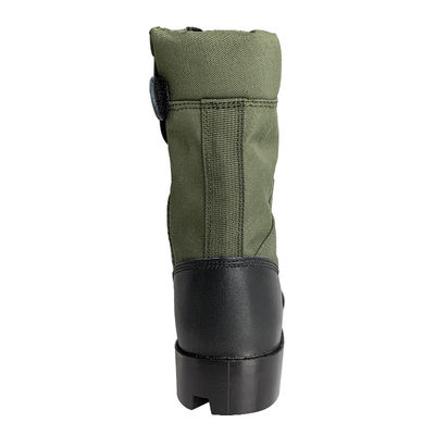 Panama Green Canvas Leather Combat Style Jungle Boots con cerniera laterale e conveniente