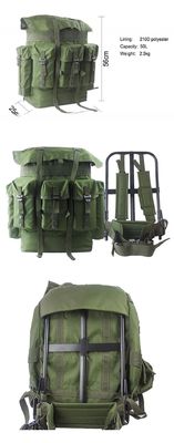 Zaino da viaggio in tessuto verde Oxford da 50L con telaio metallico e 600*900D