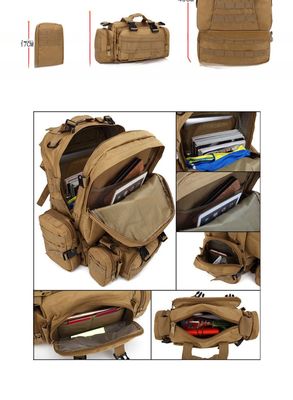Zaino impermeabile in tessuto di Oxford 55L 600D con sacchetti di accessori più piccoli rimovibili
