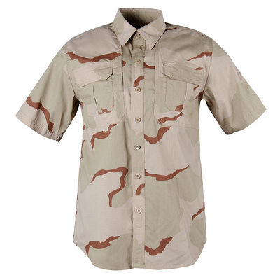 Camicia da uomo con manica corta per le attività all'aperto in poliestere/cotone