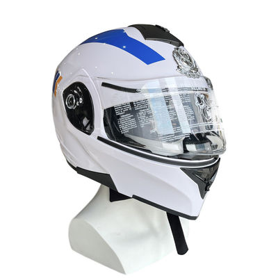 Casco da moto ABS bianco con scudo PC a faccia piena personalizzabile