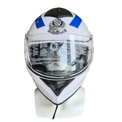 Casco da moto ABS bianco con scudo PC a faccia piena personalizzabile