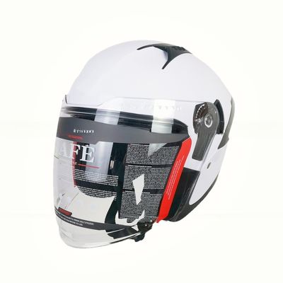 Casco da moto ABS bianco con scudo PC a mezza faccia e design personalizzabile