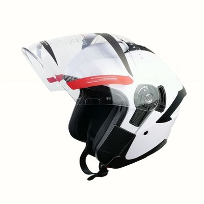 Casco da moto ABS bianco con scudo PC a mezza faccia e design personalizzabile