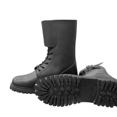 Stivali da uomo in pelle di mucca nera con suola di gomma Altezza del tacco circa 3 cm