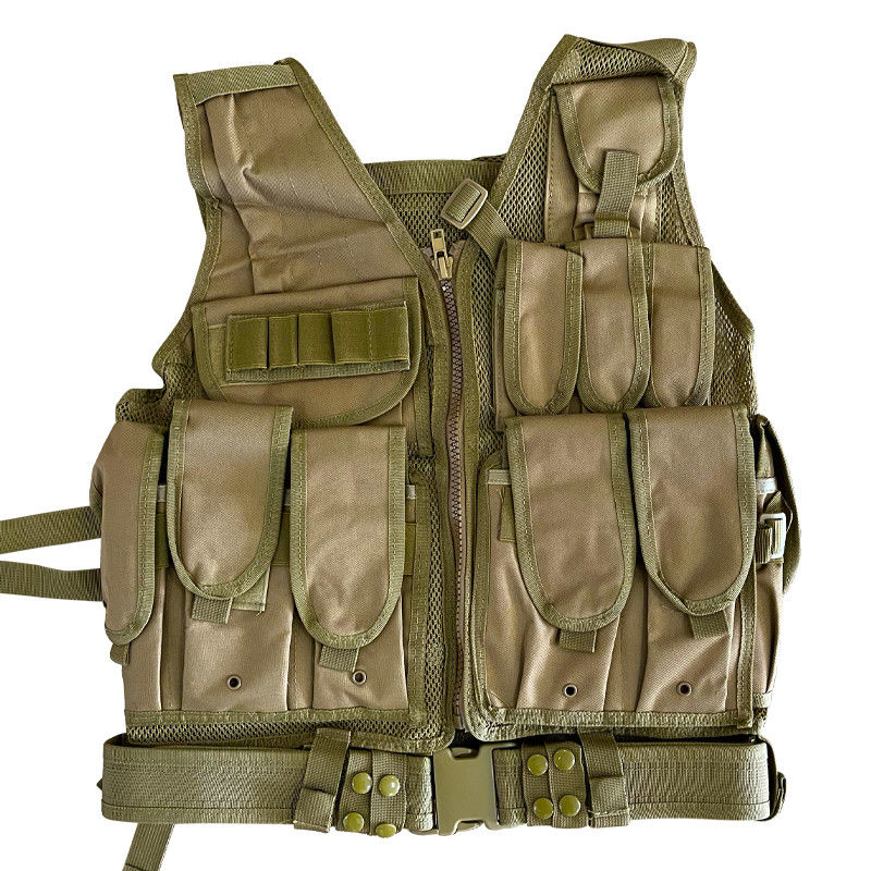 Giubbotto protettivo multifunzionale Khaki/Tan con sacchetti multipli e rivestimento a maglia da 1,6 kg