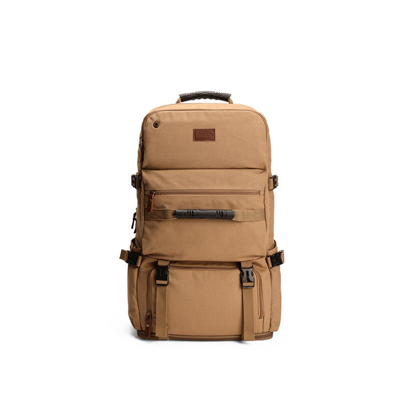 Confortevole e versatile 60L zaino khaki per allenamento all'aria aperta Campeggio Viaggiare