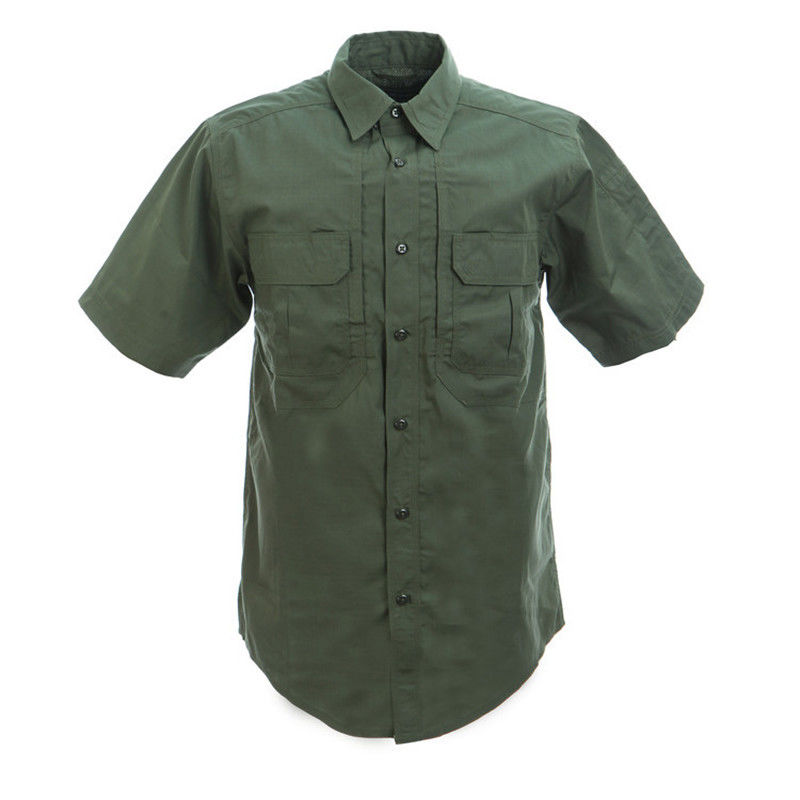 Color grigio bottone in giù camicia da lavoro a manica corta 100% cotone camicia da lavoro nera per uomini