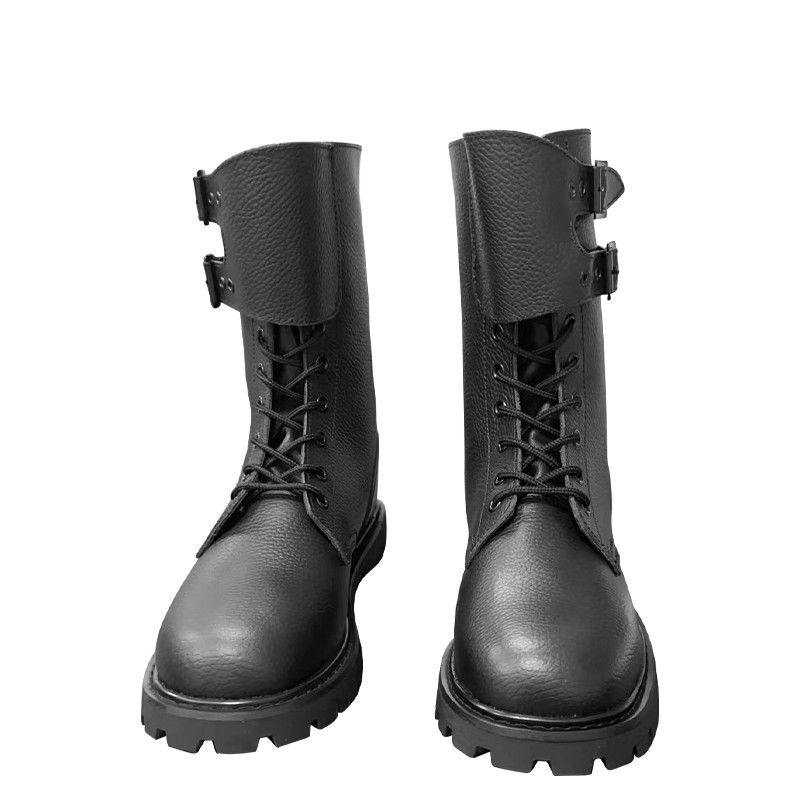 Stivali da uomo in pelle di mucca nera con suola di gomma Altezza del tacco circa 3 cm
